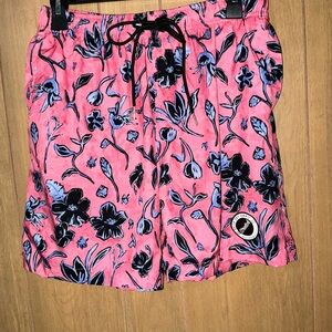 Men's Cove Hawaiian Style Floral Pink Surf Swim Board Shorts Large